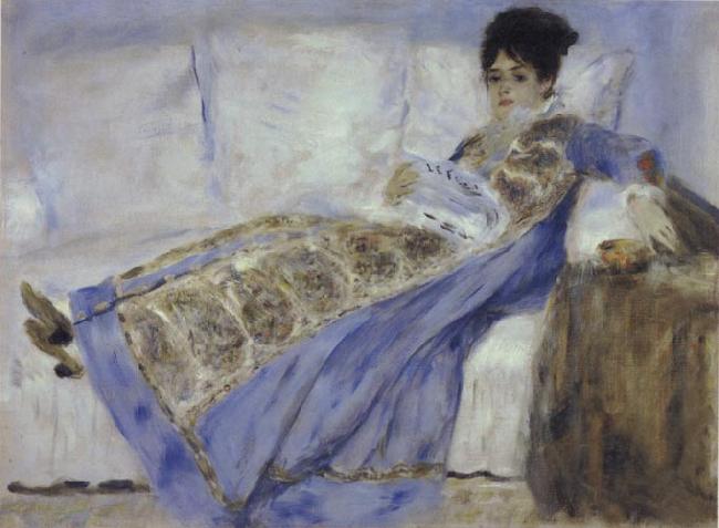 Pierre Renoir Madame Monet Reclining on a Sofa Reading Le Figaro Sweden oil painting art